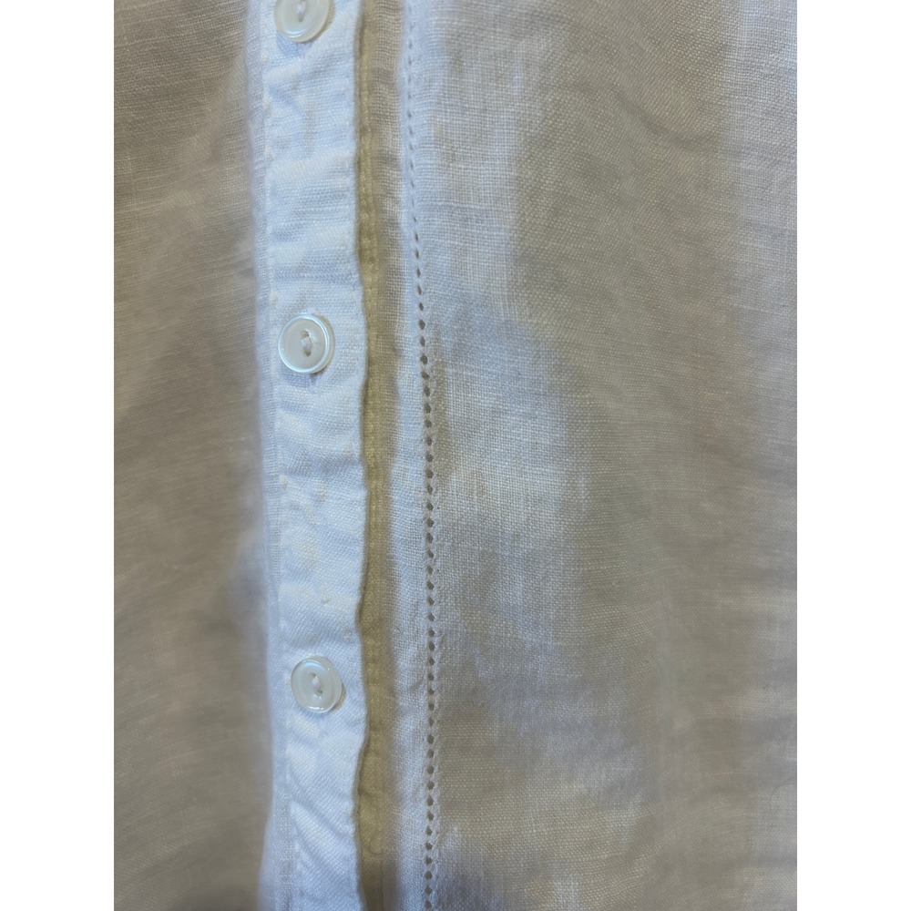 Womens 100% Linen Button Up Top Size 18 (XL) White Coastal Boho Beach Minimalist - Picture 2 of 8